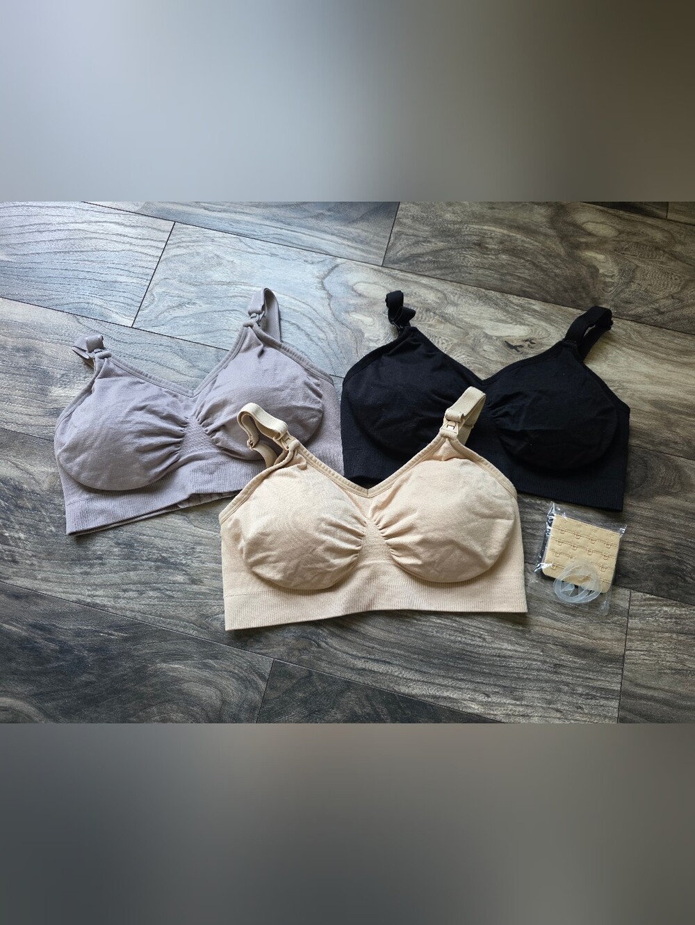 HOFISH Seamless Nursing & Maternity Bra 3-Pack + Extenders – Size M